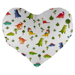 Baby Dino Seamless Pattern Large 19  Premium Heart Shape Cushions from ArtsNow.com Back