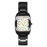 Baby Dino Seamless Pattern Stainless Steel Barrel Watch