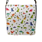 Baby Dino Seamless Pattern Flap Closure Messenger Bag (L)