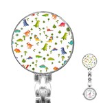 Baby Dino Seamless Pattern Stainless Steel Nurses Watch