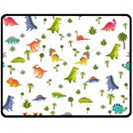 Baby Dino Seamless Pattern Two Sides Fleece Blanket (Medium)