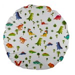 Baby Dino Seamless Pattern Large 18  Premium Flano Round Cushions