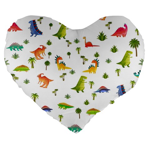 Baby Dino Seamless Pattern Large 19  Premium Flano Heart Shape Cushions from ArtsNow.com Front