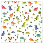 Baby Dino Seamless Pattern Square Satin Scarf (36  x 36 )