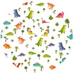 Baby Dino Seamless Pattern Wooden Bottle Opener (Round)
