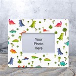 Baby Dino Seamless Pattern White Tabletop Photo Frame 4 x6 