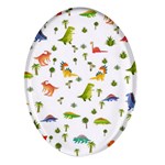 Baby Dino Seamless Pattern Oval Glass Fridge Magnet (4 pack)