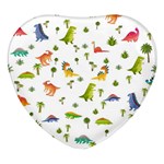 Baby Dino Seamless Pattern Heart Glass Fridge Magnet (4 pack)