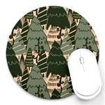 Christmas Vector Seamless Tree Pattern Round Mousepad