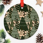 Christmas Vector Seamless Tree Pattern Ornament (Round)