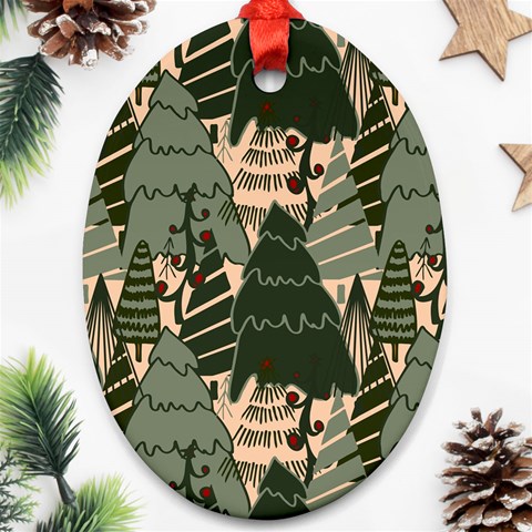 Christmas Vector Seamless Tree Pattern Ornament (Oval) from ArtsNow.com Front