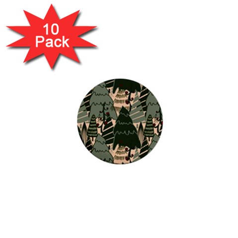 Christmas Vector Seamless Tree Pattern 1  Mini Buttons (10 pack)  from ArtsNow.com Front