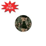 Christmas Vector Seamless Tree Pattern 1  Mini Buttons (10 pack) 