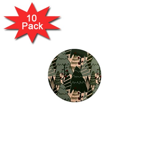Christmas Vector Seamless Tree Pattern 1  Mini Magnet (10 pack)  from ArtsNow.com Front
