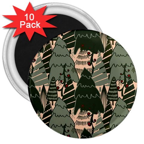 Christmas Vector Seamless Tree Pattern 3  Magnets (10 pack)  from ArtsNow.com Front