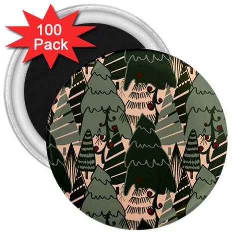 Christmas Vector Seamless Tree Pattern 3  Magnets (100 pack) from ArtsNow.com Front