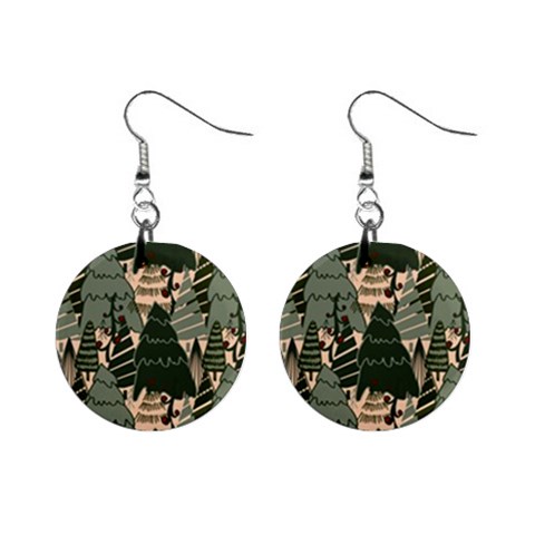 Christmas Vector Seamless Tree Pattern Mini Button Earrings from ArtsNow.com Front