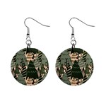 Christmas Vector Seamless Tree Pattern Mini Button Earrings