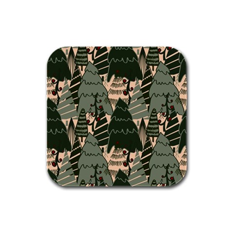 Christmas Vector Seamless Tree Pattern Rubber Square Coaster (4 pack) from ArtsNow.com Front