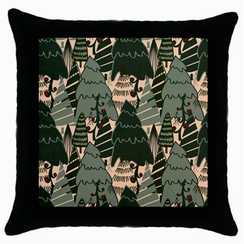 Christmas Vector Seamless Tree Pattern Throw Pillow Case (Black) from ArtsNow.com Front