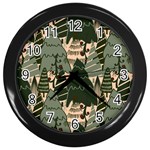 Christmas Vector Seamless Tree Pattern Wall Clock (Black)