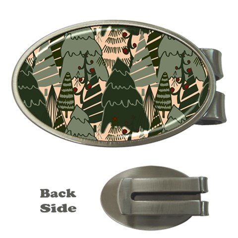 Christmas Vector Seamless Tree Pattern Money Clips (Oval)  from ArtsNow.com Front