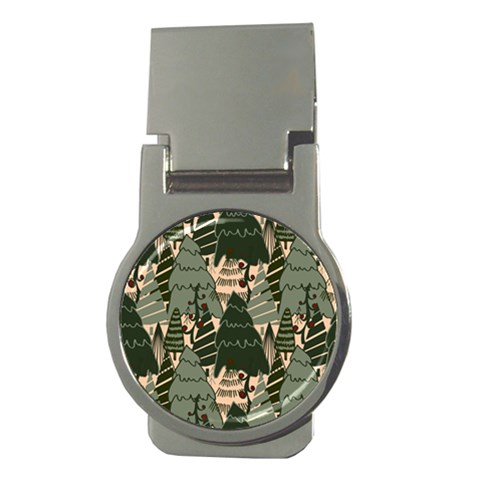 Christmas Vector Seamless Tree Pattern Money Clips (Round)  from ArtsNow.com Front