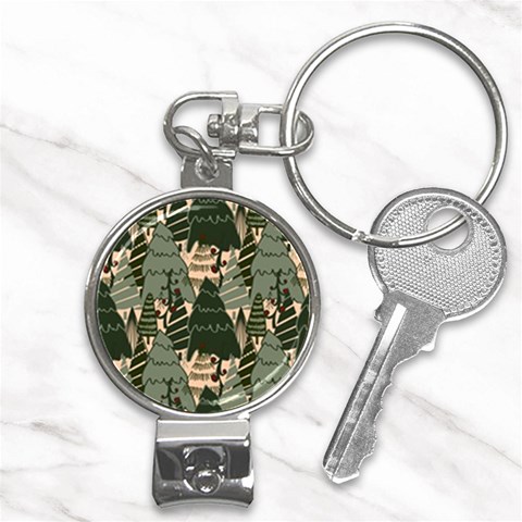 Christmas Vector Seamless Tree Pattern Nail Clippers Key Chain from ArtsNow.com Front