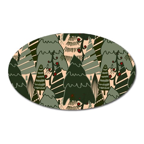 Christmas Vector Seamless Tree Pattern Oval Magnet from ArtsNow.com Front