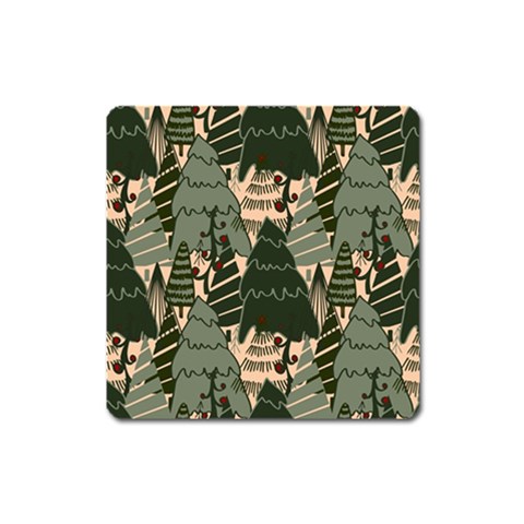Christmas Vector Seamless Tree Pattern Square Magnet from ArtsNow.com Front