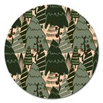 Christmas Vector Seamless Tree Pattern Magnet 5  (Round)