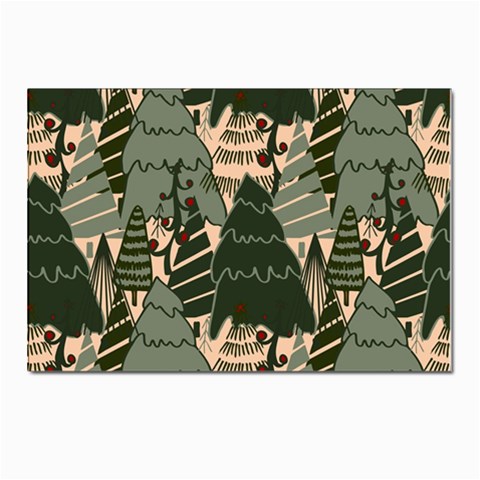 Christmas Vector Seamless Tree Pattern Postcard 4 x 6  (Pkg of 10) from ArtsNow.com Front
