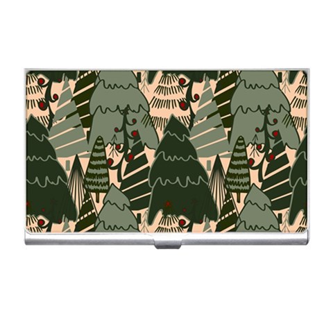 Christmas Vector Seamless Tree Pattern Business Card Holder from ArtsNow.com Front