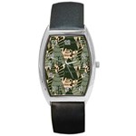 Christmas Vector Seamless Tree Pattern Barrel Style Metal Watch