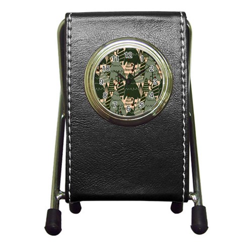 Christmas Vector Seamless Tree Pattern Pen Holder Desk Clock from ArtsNow.com Front