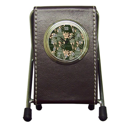 Christmas Vector Seamless Tree Pattern Pen Holder Desk Clock from ArtsNow.com Front