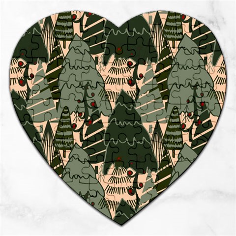 Christmas Vector Seamless Tree Pattern Jigsaw Puzzle (Heart) from ArtsNow.com Front