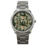 Christmas Vector Seamless Tree Pattern Sport Metal Watch