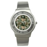 Christmas Vector Seamless Tree Pattern Stainless Steel Watch