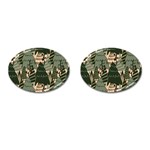 Christmas Vector Seamless Tree Pattern Cufflinks (Oval)