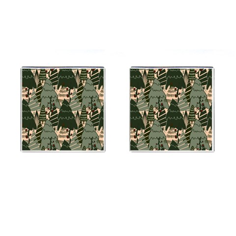 Christmas Vector Seamless Tree Pattern Cufflinks (Square) from ArtsNow.com Front(Pair)