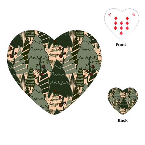 Christmas Vector Seamless Tree Pattern Playing Cards Single Design (Heart) from ArtsNow.com Front