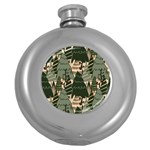 Christmas Vector Seamless Tree Pattern Round Hip Flask (5 oz)