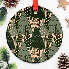 Christmas Vector Seamless Tree Pattern Round Ornament (Two Sides) from ArtsNow.com Back