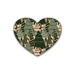 Christmas Vector Seamless Tree Pattern Rubber Coaster (Heart)