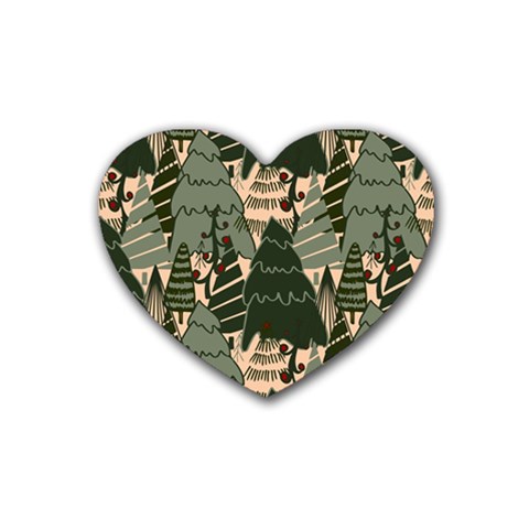 Christmas Vector Seamless Tree Pattern Rubber Heart Coaster (4 pack) from ArtsNow.com Front