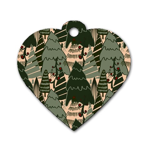 Christmas Vector Seamless Tree Pattern Dog Tag Heart (Two Sides) from ArtsNow.com Front