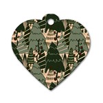 Christmas Vector Seamless Tree Pattern Dog Tag Heart (Two Sides)