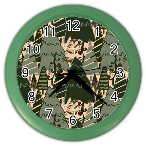 Christmas Vector Seamless Tree Pattern Color Wall Clock from ArtsNow.com Front