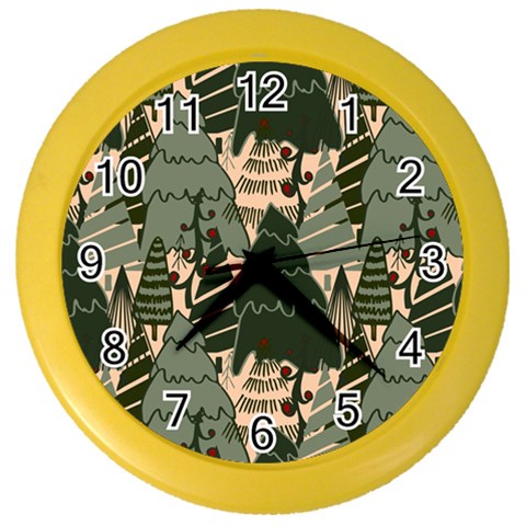 Christmas Vector Seamless Tree Pattern Color Wall Clock from ArtsNow.com Front